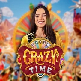 Crazy Time slot logo by Evolution at Night Luck CasinoCrazy Time